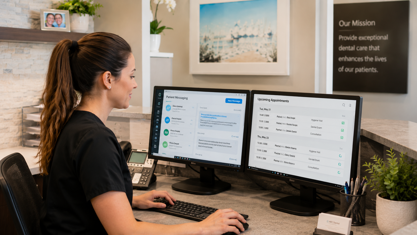Dental practice automation reducing repetitive front desk work